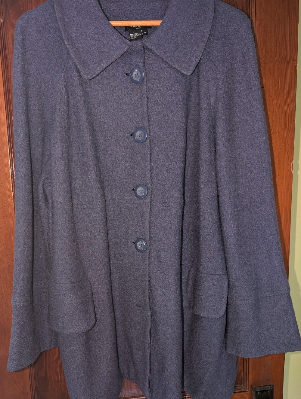 Blue-Grey Boiled Wool Swing Jacket In Size 1X